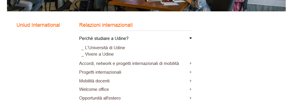 screenshot international uniud